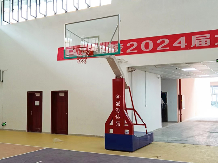 高档三色篮球架安装案例